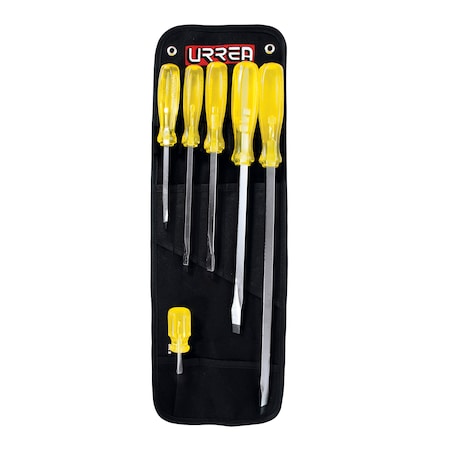 Urrea Amber Screwdriver Set of 6 Pieces Slotted 9800A